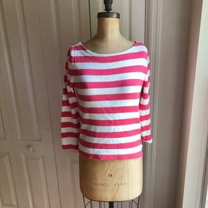 Knitted Dove Pink and White Striped Sweater